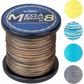 Braided Fishing Line, 8 Strands, Abrasion Resistant, No Stretch, Colored for Visibility, Saltwater/Freshwater