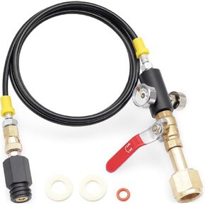 Soda Maker Quick Connect Adapter Hose Kit with Flow Control Ball Valve, 60inch Soda Hose for CO2 Tank Refill Compatible with Jet One Touch Fizzi Aqua Fizz Sparkling Water Machine Blue Cylinder