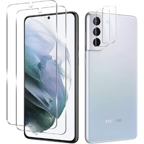 Galaxy S21 Tempered Glass Screen Protector + Camera Lens Protector [ 2 + 2 Pack ][Case Friendly] [Anti-Scratch] [Ultrasonic Fingerprint Unlock] Clear HD Glass Protective Film for Samsung Galaxy S21
