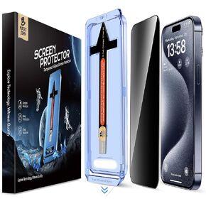 MAGIC JOHN 2 Pack for iPhone 15 Pro (6.1 inch) Privacy Glass Screen Protector, Anti-spy Tempered Glass Film, Auto Dust-Elimination Installation, Bubble Free, Case Friendly