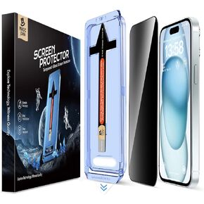 MAGIC JOHN 2 Pack for iPhone 15 6.1 inch Privacy Glass Screen Protector, Auto Dust-Elimination Installation, Bubble Free, Easy Installation