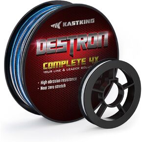 KastKing Destron Complete Braided Fishing Line and Leader, Thin Diameter Superline, Highly Abrasion Resistant, Near Zero Stretch, Perfectly Matched Braided Line & Leader