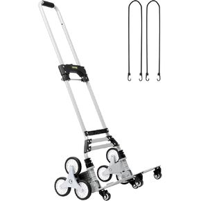 VEVOR Stair Climbing Cart, 550 lbs Load Capacity, Aluminum Hand Truck Dolly with Dual Handles, Integrated Frame & Nonslip Rubber Wheels, Multipurpose Stair Climber for Warehouse Shopping Airport