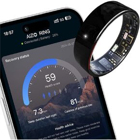 Smart Ring Health Fitness Tracker,Sleep&Exercise Monitor Heart Rate,Blood Oxygen,Temp,Steps,Distance,Calories,Event Reminders,Air Gestures,SOS,5ATM Waterproof,for iOS & Android (#11)