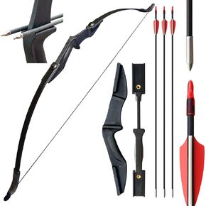 53" Bow and Arrow Set for Adults, Archery Takedown Recurve Bow Long Bow Hunting Set for Adult/Youth/Teens Beginners, Left & Right Handed Draw Weight 30 40 lbs