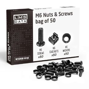 50 Pack of Black M6 Cage Nuts & Screws for Rack Mount Equipment Server 19" and 10" Cabinet, Patch Panel, Server Shelves Fixing & Installation Screws & Cage Nuts Wall Mount Server Network Enclosure