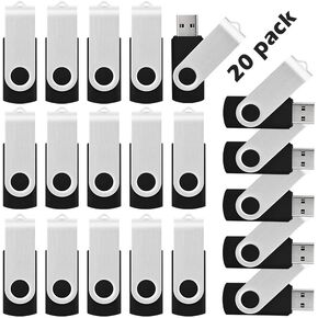 USB Drive KOOTION 20pcs 4GB USB Flash Drive 4 GB Flash Drives Thumb Drive Jump Drive Memory Stick Swivel Pen Drive, Black
