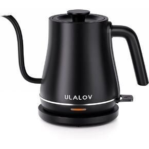 Ulalov Electric Kettle 1L Gooseneck Water Kettle Quick Heating for Pour Over Coffee & Tea, Stainless Steel Hot Water Boiler with Auto Shut-Off, Boil Dry Protection, Matte Black,1200W