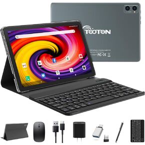 2024 Tablet 10.1 Inch 2 in 1 Android Tablet with keyboard Octa-Core 8(4+4 Virtual)+128GB Storage 1TB Expandable, 13+8MP Camera, Newest Tablets PC with Case Mouse Stylus Support 5G WiFi, IPS FHD Screen