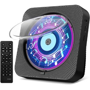 Gueray CD Player with Speakers Bluetooth Desktop CD Players for Home Radio CD Player with Remote Control HiFi Speakers Dust Cover LED Screen Timer Supports AUX USB TF Card Playback