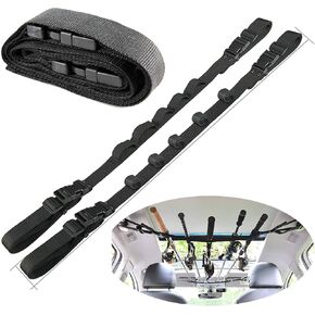 2 Pack Car Fishing Rod Holder Adjustable Fishing Pole Holder Belt Straps Fishing Rod Holder Vehicle Fishing Pole Rack Fishing Rod Rack Carrier for Car, SUVs and Vans