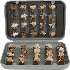 Horoper 40pcs Fly Fishing Flies Kit, Handmade Fly Fishing Gear with Hook Fishing Accessory, Life Like Swimming Swimbait Fast Sinking Artificialfishing Tackle