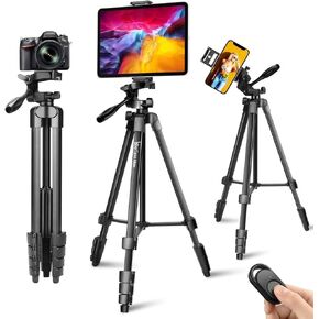 Lusweimi 72-Inch Tripod for ipad iPhone, Camera Tripod for Phone with 2 in 1 Tripod Mount Holder for Cell Phone/Tablet/Webcam/Gopro, Tripod with Carry Bag and Wireless Remote for Photography/Video