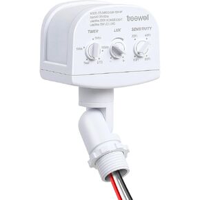 240-Degree Replacement Motion Sensor, Adjustable LUX(5-300) & Time & Detection Sensitivity Up to 60 Feet Range, 3 Working Modes Outdoor Motion Detector for Security Floodlight, White