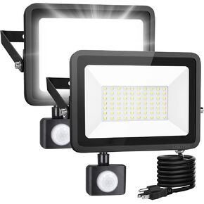 LHOTSE 2 حزمة 50W LED ضوء الفيضانات في الهواء الطلق، 7000 لومن LED ضوء العمل مع مستشعر الحركة والمكونات، IP65 الأضواء الكاشفة للماء في الهواء الطلق، 6500K ضوء النهار الأبيض السوبر مشرق ضوء الأمن لفناء الحديقة in Kuwait