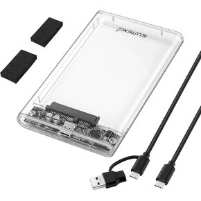 ELUTENG 2.5'' Hard Drive Enclosure 5Gbps USB 3.0 to SATA External Hard Drive Enclosure Tool Free Hard Drive Case for 7mm 9.5mm HDD SSD 4TB Capacity Support UASP Compatible with WD Seagate Samsung