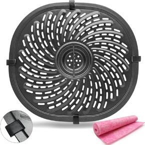 Air Fryer Grill Pan Replacement Parts for Power XL Gowise, 7QT Upgraded Crisper Plate Tray Non-Stick Air Fryer Rack with Rubber Bumpers for Air Fryer