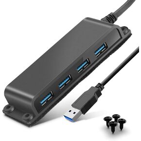 4-Port USB 3.0 Portable Desk Hub,Fixable USB Data Hub 3.0 with 3.3ft/100CM Cable for MacBook, Mac Pro/Mini, iMac, XPS, Surface Pro, Notebook PC, USB Flash Drives, Mobile HDD,Computer and More