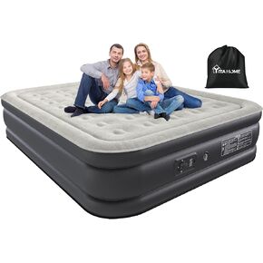 YITAHOME Queen Air Mattress with Built-in High-Speed Pump, 17 Inch Inflatable Mattress with Integrated Pillow, Carrying Bag and Patch Tools, Elevated Inflatable Bed for Home Travelling Camping