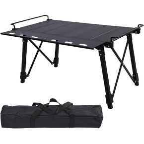 Folding Camping Table, Portable Folding Aluminum Table with Adjustable Height for BBQ, Camping, Picnic, Beach, Travel, and Outdoor Cooking