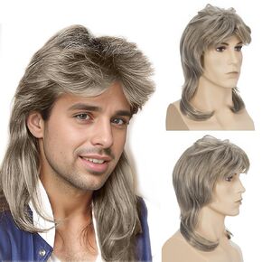 Yamel Joe Dirt Wigs Fake Natural Hair Short Curly Synthetic 80s Mullet Wigs Halloween Party Costumes for Women and Men Natural Black