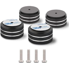 Monosaudio 4Pcs 40x20mm Speaker Isolation Feet Single-sided 3M Adhesives Speaker Spike Pads with Non-Slip Rubber Rings for Audio,Speakers, Subwoofers, Home Theater, Turntable DAC Feet Pad(Black Color)