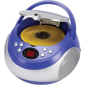 Audiobox CDX-100 Portable CD Player: AM/FM, Text Display, Programmable Memory, and Dual Power Options (Blue)