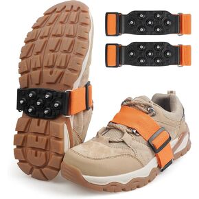 Mid-Sole Ice Cleats Crampons Snow Traction Cleats for Shoes and Boots Non-Slip Crampons with Adjustable Straps 7 Tungsten Studs for Secure Grip for Walking Jogging Hiking
