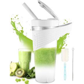 COKUNST Portable Blender for Shakes and Smoothies, BPA-Free USB Rechargeable 16oz Personal Blender Portable, Powerful Portable Blender Bottles with Straw Portable Blender Cup - White