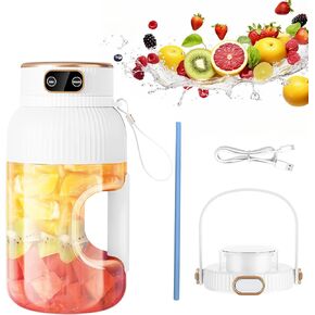 Mesen 3 in 1 Portable Juicer Blender 40.6oz Juicer Machine Rechargeable with 10 Blades, Multifunctional Portable Juicer Cup with Digital Display, Juice Cup Blender for Travel, Sports (Blue)