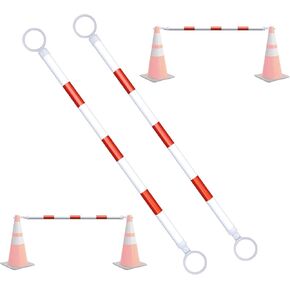 AIWFL 2 Pack Retractable Cone Bar from 3.8ft to 6.56ft, Expandable Traffic Cone Bar for Parking Lots Reflective Traffic Cone Barrier Bar for Road Construction White/Red