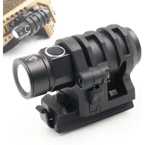 Tactical Helmet ARC Rail Light LED Mini Military Helmet Flashlight with Strobe/Strong/Low Lamp 500 Lumens, Pocket Pen Flashlight with 20mm Picatinny Rail Mount (Black)
