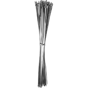 HARFINGTON 100pcs Metal Zip Ties, 31-Inch/800mm Long Stainless Steel Zip-Ties Wraps, 198 LBS Self-Locking Cable Wire Ties for Outdoor Electrical Installations, Boats Marine, Garden