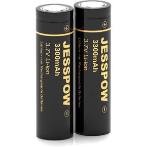 18650 Rechargeable Battery Lithium 3.7V 3300mAh Flat Top, Batteries for Flashlight, Camera, Small Fan, Outdoor Garden Lights 2 Pack