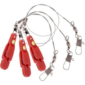 3pcs Padded Release Clips Fishing Quick Release Clips with Steel Fishing Line Downrigger Release Clips (Red)