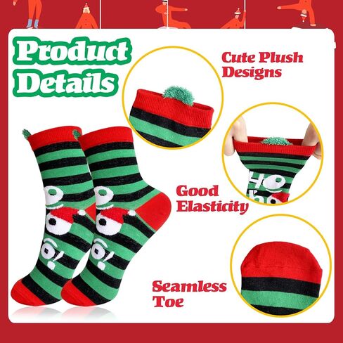Haawooky 12 Pairs Christmas Socks,Funky Patterned Holiday Socks,Fun Colorful Novelty Cozy Crew Sock Set for Women,Men,Funny Xmas Gifts in Kuwait