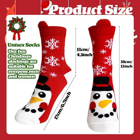 Haawooky 12 Pairs Christmas Socks,Funky Patterned Holiday Socks,Fun Colorful Novelty Cozy Crew Sock Set for Women,Men,Funny Xmas Gifts in Kuwait