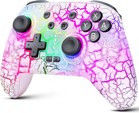 Wireless Switch Controller for Switch/Switch Lite/Switch OLED, Rechargeable Switch Controllers, Programmable 1000mAh Wireless Switch Pro Controller, 10 RGB Light Wired PC Game Joysticks, White in Saudi Arabia