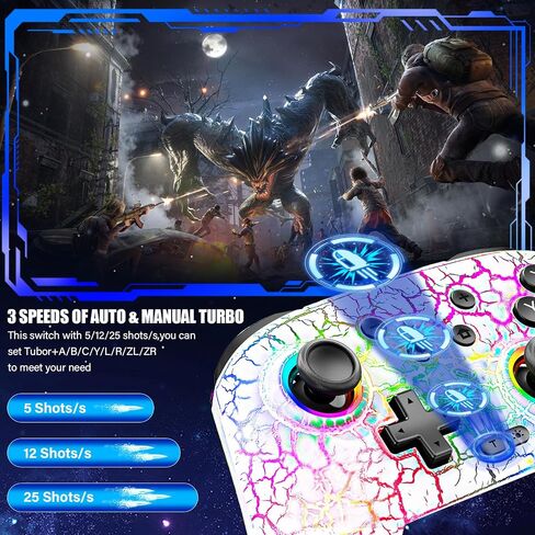 Wireless Switch Controller for Switch/Switch Lite/Switch OLED, Rechargeable Switch Controllers, Programmable 1000mAh Wireless Switch Pro Controller, 10 RGB Light Wired PC Game Joysticks, White in Saudi Arabia
