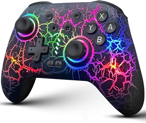 Wireless Switch Controller for Switch/Switch Lite/Switch OLED, Rechargeable Switch Controllers, Programmable 1000mAh Wireless Switch Pro Controller, 10 RGB Light Wired PC Game Joysticks, White in Saudi Arabia