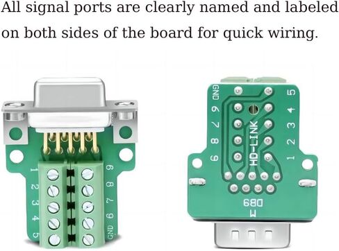 Willwewon 10PCS DB9 Female Solderless Breakout Connector, RS232 D-SUB DB9 Serial to 9Pin Port Terminal Block with Case Long Bolts Tail Pipe in Kuwait