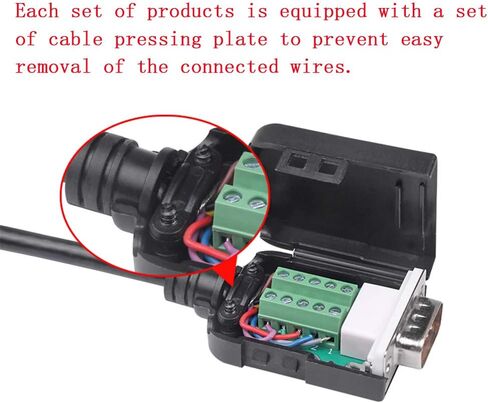 Willwewon 10PCS DB9 Female Solderless Breakout Connector, RS232 D-SUB DB9 Serial to 9Pin Port Terminal Block with Case Long Bolts Tail Pipe in Kuwait