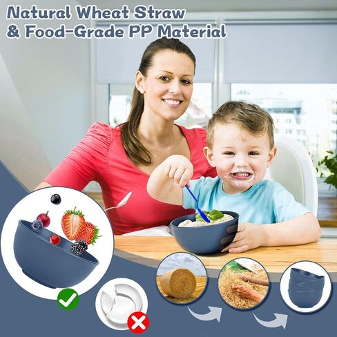 أطقم أواني طعام بلاستيكية قابلة لإعادة الاستخدام مكونة من 6 قطع، مجموعة أطباق وأطباق آمنة للاستخدام في الميكروويف من قش القمح، مجموعة أطباق مطبخ غير قابلة للكسر للسكن في النزهات والتخييم، 24 قطعة، أسود in Kuwait