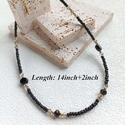 Beaded Necklace for Women, Colorful Gemstone Choker Necklaces Boho Cute Necklace Handmade Crystal Summer Beach Jewelry for Teen Girls in Kuwait