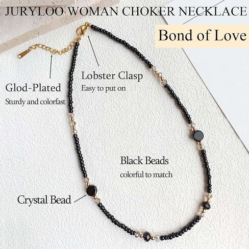 Beaded Necklace for Women, Colorful Gemstone Choker Necklaces Boho Cute Necklace Handmade Crystal Summer Beach Jewelry for Teen Girls in Kuwait