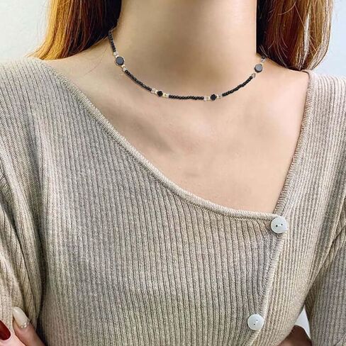 Beaded Necklace for Women, Colorful Gemstone Choker Necklaces Boho Cute Necklace Handmade Crystal Summer Beach Jewelry for Teen Girls in Kuwait