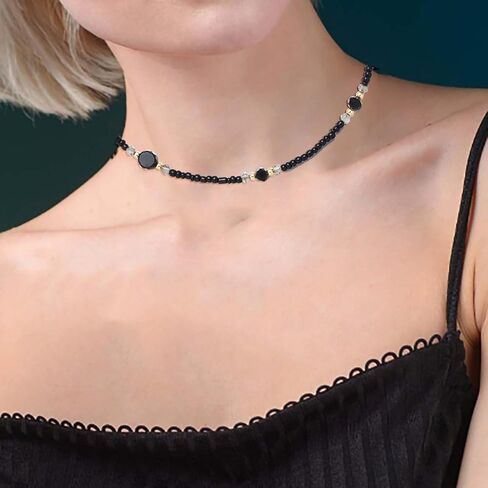 Beaded Necklace for Women, Colorful Gemstone Choker Necklaces Boho Cute Necklace Handmade Crystal Summer Beach Jewelry for Teen Girls in Kuwait