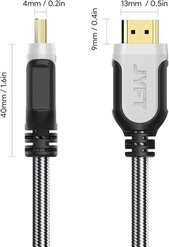 كابل JYFT HDMI بطول 6 أقدام - HDMI 2.0 (4K @ 60 إطارًا في الثانية)، سرعة عالية مع إيثرنت 18 جيجابت في الثانية، إرجاع الصوت، فيديو 4K 2016P HD، 1080P 3D، بلو راي، يدعم Apple TV، Xbox، PS3، PS4، HDTV، حزمة واحدة in Kuwait