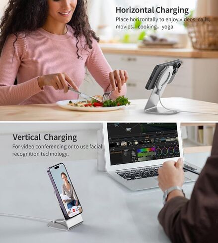 Magnetic Wireless Charger for Apple Series, Mag-Safe Charger Stand 15W Fast Wireless Charging Stand/Pad for iPhone 16 15 14 13 12 Pro Max Mini, Airpods(with 20W USB-C PD Adapter) Mag Chargers in Saudi Arabia