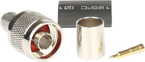 Pack of 10 N Male Plug Crimp Connector 50 ohm for LMR400 Belden 9913 RG8 Nickel Machined Brass Construction (10 Piece N Male for lmr400) in Kuwait